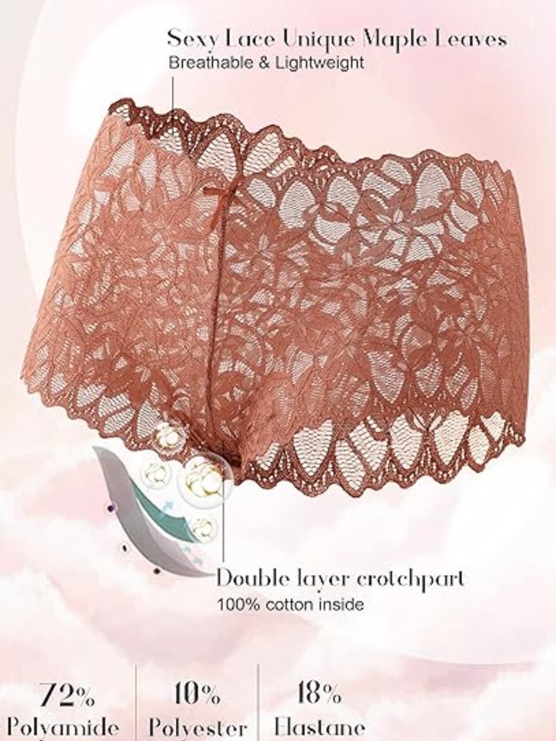 READY TO LOVE Sexy Women's Underwear Lace Shorts V Waist Breathable Cheeky Panties Boyshorts Underwear Women 5 Pack thumbnail 6